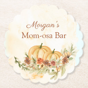 Dessous-de-verre En Papier Baby Shower Mom-mosa à la citrouille rustique