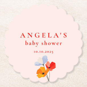 Dessous-de-verre En Papier Baby Shower Thème Coquelicot d'Été
