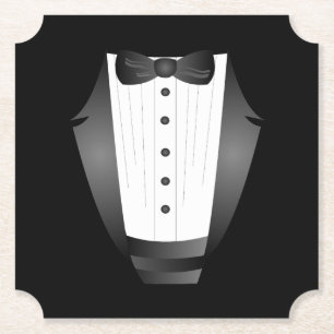 Dessous-de-verre En Papier Bachelor Party Groomsman Team Groom black tuxedo