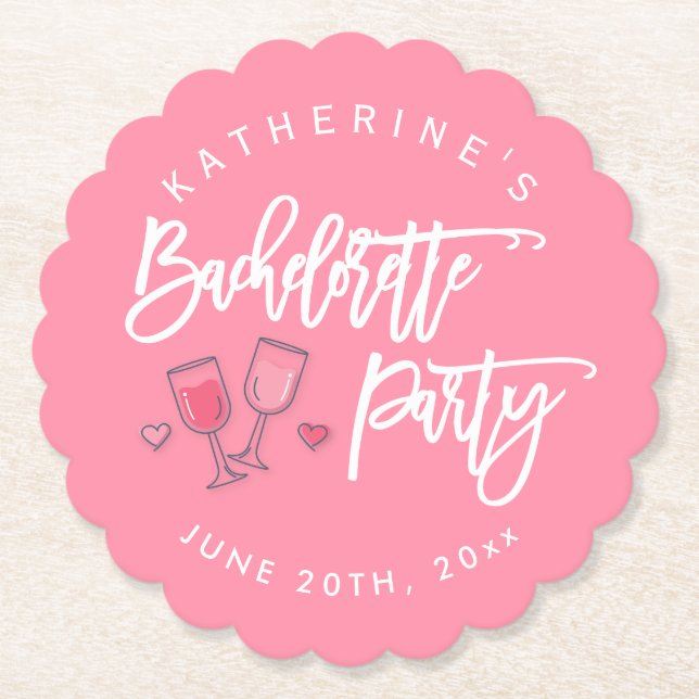 Dessous-de-verre En Papier Bachelorte Rose Et Blanc (Devant)