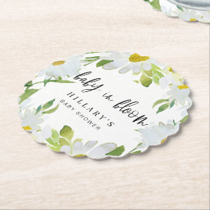 Dessous-de-verre En Papier Baise blanche   Baby shower Été à échalotes floral