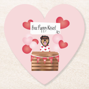 Dessous-de-verre En Papier Baisers de chiot gratuit Valentine Chien Rouge