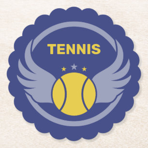 Dessous-de-verre En Papier Bal de tennis en texte personnalisé avec ailes