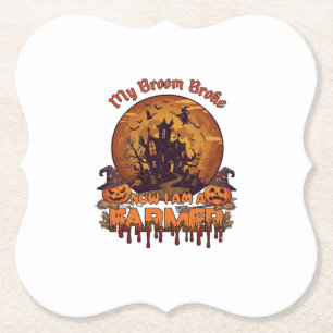 Dessous-de-verre En Papier Balai Brisé Ferme Halloween Sorcière Maison Hantée