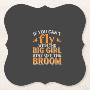 Dessous-de-verre En Papier Balai de grande fille Citation de sorcière d'Hallo