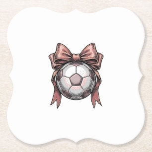 Dessous-de-verre En Papier Ballon de football vintage à ruban rose