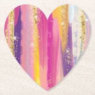 Dessous-de-verre En Papier Bandes arc-en-ciel colorées avec Parties scintilla