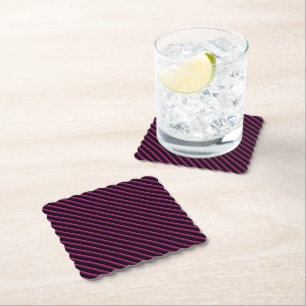 Dessous-de-verre En Papier Bandes diagonales en noir et rose chaud