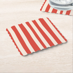 Dessous-de-verre En Papier Barbecue Rayures de Famille Rouge Rayure Blanche e