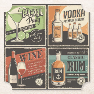 Dessous-de-verre En Papier Barre d'apparence vintage Carreaux de boisson