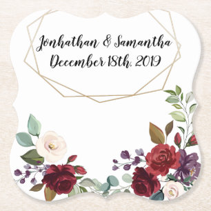 Dessous-de-verre En Papier Barres de boisson Géométrique Roses Blanches Géomé