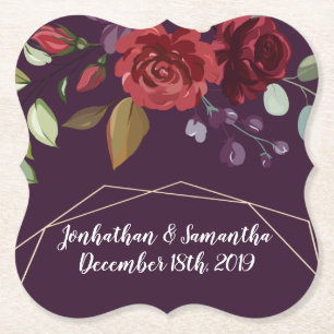 Dessous-de-verre En Papier Barres de boisson Plum violet Rose or Géométrique 