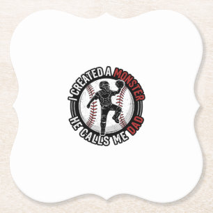 Dessous-de-verre En Papier Baseball Papa Monstre Vintage Catcher Conception d