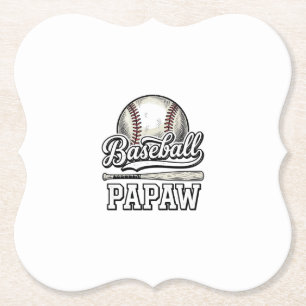 Dessous-de-verre En Papier Baseball Papaw Gravure Vintage T-Shirt Design_1
