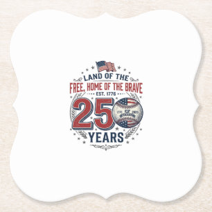 Dessous-de-verre En Papier Baseball Patriotique 250 Ans Design de Chemise Vin
