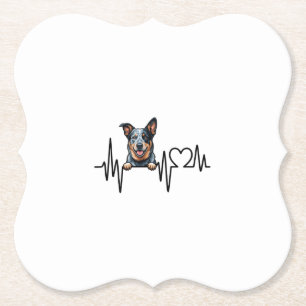 Dessous-de-verre En Papier Battement de coeur de chien de bétail australien E