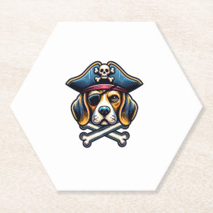 Dessous-de-verre En Papier Beagle Costume de pirate Crâne Crossbones Amoureux