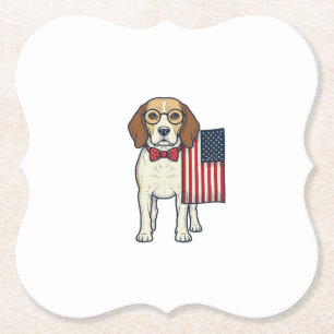 Dessous-de-verre En Papier Beagle patriotique avec drapeau Art vectoriel vint