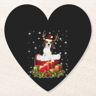 Dessous-de-verre En Papier Beagle Reindeer présent cadeau de Noël
