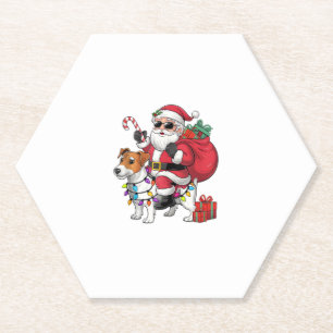 Dessous-de-verre En Papier Beagle Xmas Éclairage Père Noël équitation Beagle