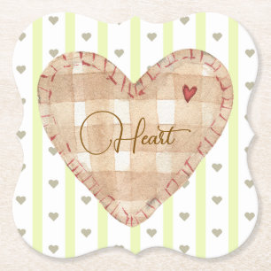 Dessous-de-verre En Papier Beau coeur rustique et adorable vert assorti