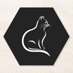 Dessous-de-verre En Papier Beau dessin de chat pour amoureux des animaux.