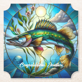 Dessous-de-verre En Papier Beau poisson d'eau douce et lac bleu