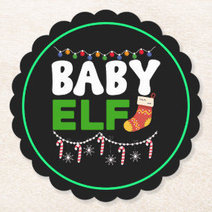 Dessous-de-verre En Papier Bébé Elfe Noël Conception de vacances-84608