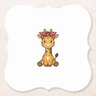 Dessous-de-verre En Papier Bébé girafe mignon avec noeud papillon design vect