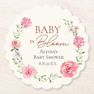 Dessous-de-verre En Papier Bébé mignon dans le Baby shower en fleur Personnal