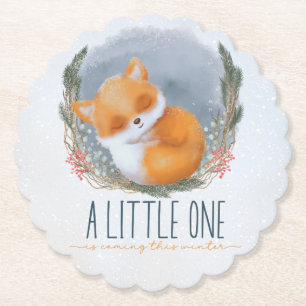 Dessous-de-verre En Papier Bébé mignon Fox Baby shower hiver neige