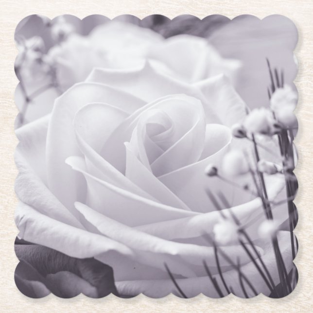 Dessous-de-verre En Papier Belle Fleur Rose pourpre teintée (Devant)
