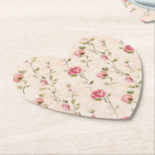 Dessous-de-verre En Papier Belles Roses Roses Crème Floral Mariage