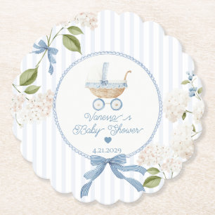 Dessous-de-verre En Papier Berceau Vintage Bébé Fleurs Rayures Baby Shower