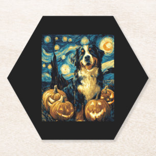 Dessous-de-verre En Papier Bernese Mountain Cute Dog Halloween Jack-o'-lanter