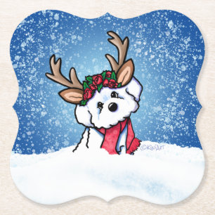 Dessous-de-verre En Papier Bichon Frise Reindeer