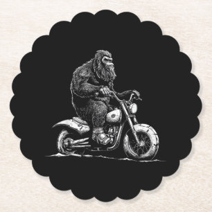 Dessous-de-verre En Papier Bigfoot équitation Un Vélo Moto Drôle Sasquatch M