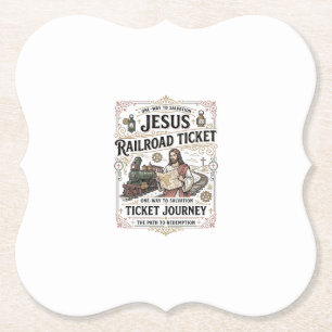 Dessous-de-verre En Papier Billet de train Jésus Voyage Billet de train Jésus