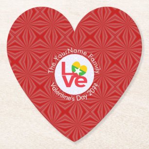 Dessous-de-verre En Papier Birman Birmanie Drapeau Rouge Lettres AMOUR Person