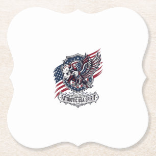 Dessous-de-verre En Papier Bison Aigle Patriotique Crête Animal Hybride Patri