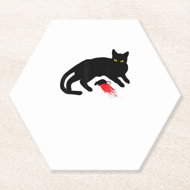 Dessous-de-verre En Papier Black Cat Killer instincts Dead Mouse Punk Goth (Devant)