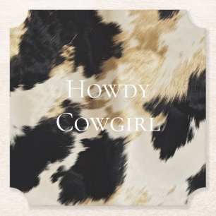 Dessous-de-verre En Papier Black Cream Gold Western Cowhide