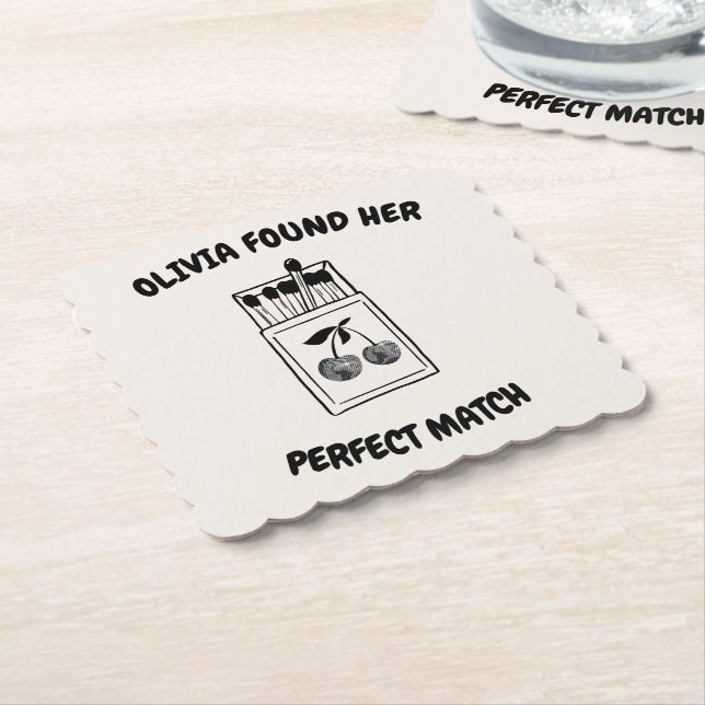 Dessous-de-verre En Papier Black Disco Cherry Parfait Match Bachelorette (Incliné)