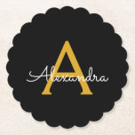 Dessous-de-verre En Papier Black Gold Modern Script Girl Monogramme Nom<br><div class="desc">Dessous de verre en papier noir et or Simple Script Monogramme Nom. Cela fait le cadeau parfait de remise de diplômes,  anniversaire,  mariage,  douche nuptiale,  anniversaire,  baby shower ou bachelorette pour quelqu'un qui aime le luxe glam et les styles chic.</div>