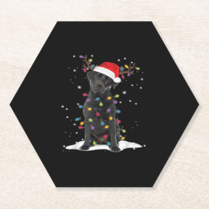 Dessous-de-verre En Papier Black Labrador Xmas Dog Christmas Tree Light Class