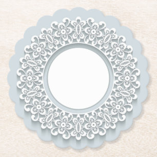 Dessous-de-verre En Papier Blanc Faux Lace Elégant Dessous de verre en papier