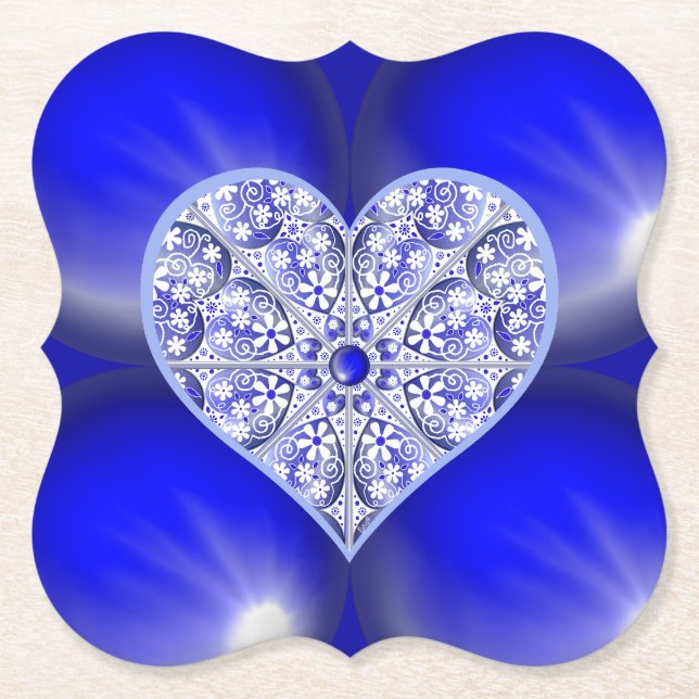 Dessous-de-verre En Papier Bleu de dentelle en céramique de Grèce (Devant)