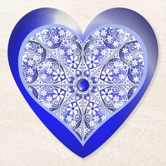 Dessous-de-verre En Papier Bleu de dentelle en céramique de Grèce (Devant)