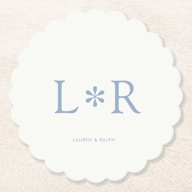 Dessous-de-verre En Papier Bleu et ivoire | Simple Couple chic (Devant)