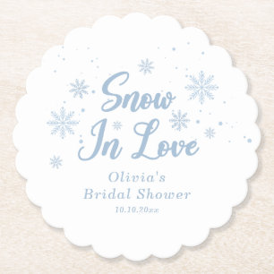 Dessous-de-verre En Papier Bleu hiver neige en amour Fête des mariées